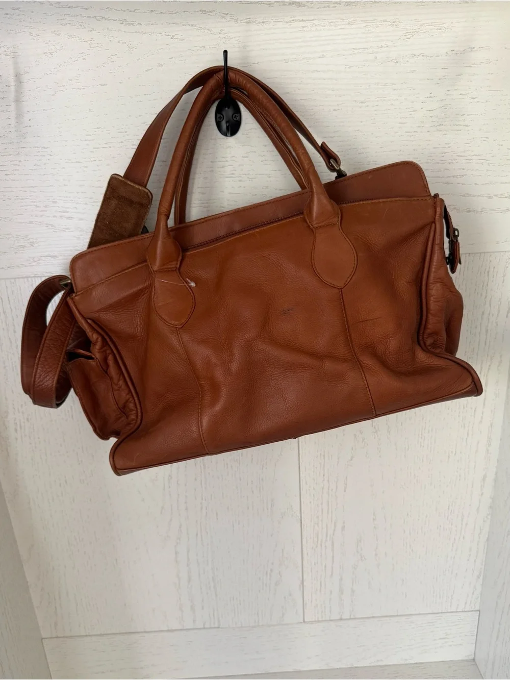 Graffeo Leather Briefcase Tote in Cognac